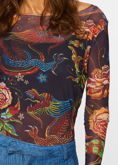 Dragon Rose - NudiTee Sheer Top