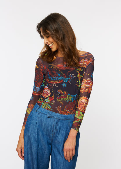 Dragon Rose - NudiTee Sheer Top