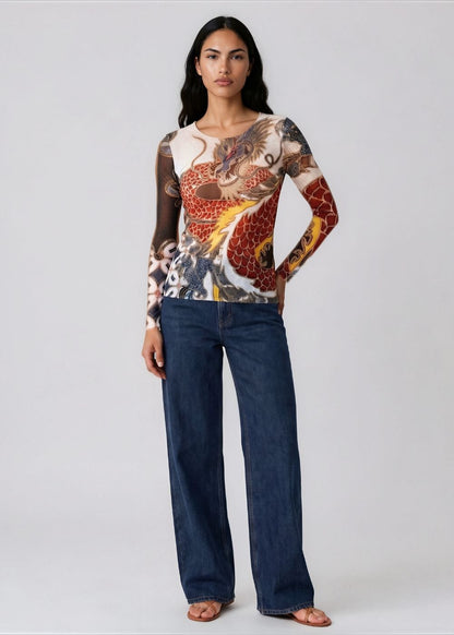 Dragon Feast - NudiTee Sheer Top