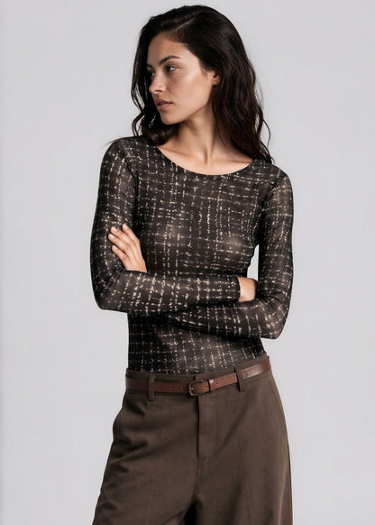 Tweed Texture - NudiTee Sheer Top