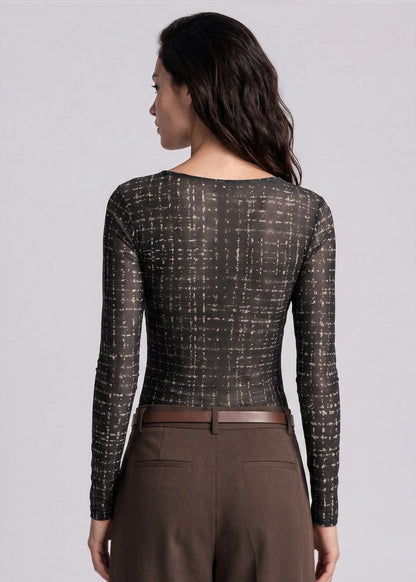 Tweed Texture - NudiTee Sheer Top