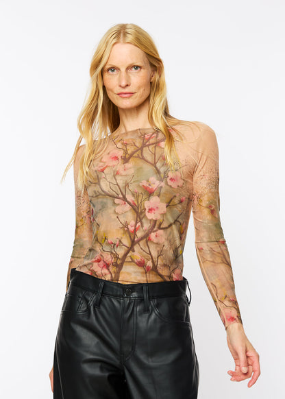 Cherry Blossom - Nudi Ink Mesh Top