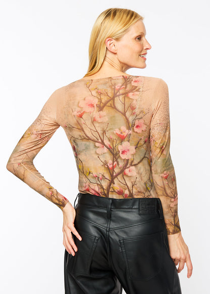 Cherry Blossom - Nudi Ink Mesh Top