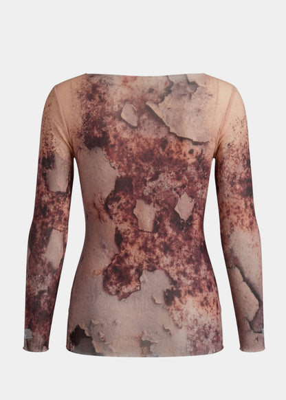 Ember Rust - Nudi Ink Mesh Top