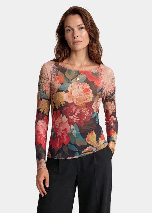 Dutch Floral - Nudi Ink Mesh Top