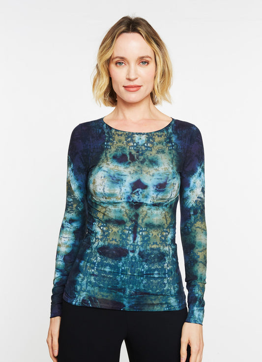 Hidden Marble Raw Edge Second Skin Top   - In Stock